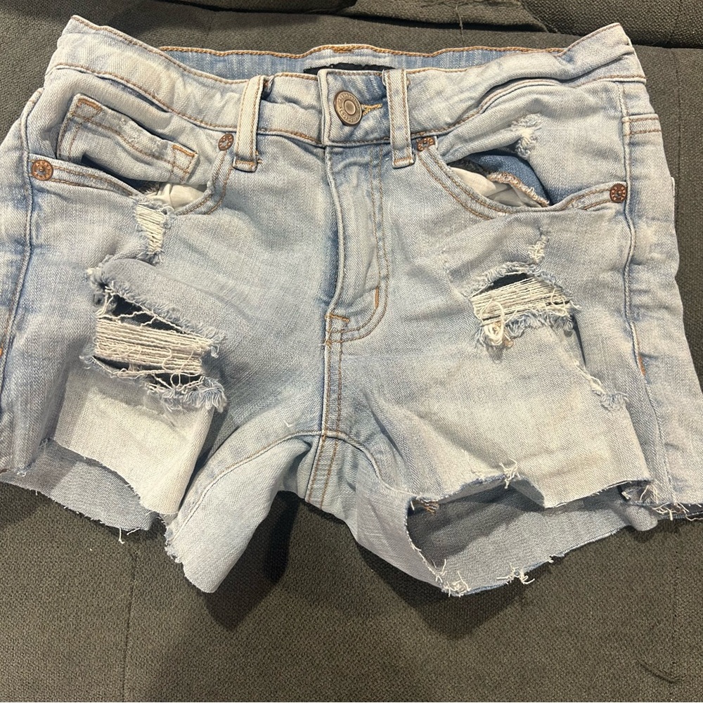Aeropostale Ripped Light Blue Jean Shorts